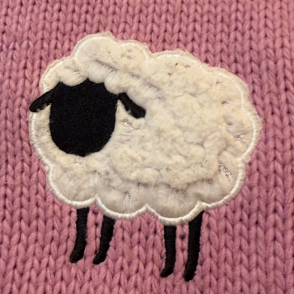 Forever 21 pink oversized crew neck sweater with sheep appliqués size S - Picture 2 of 4